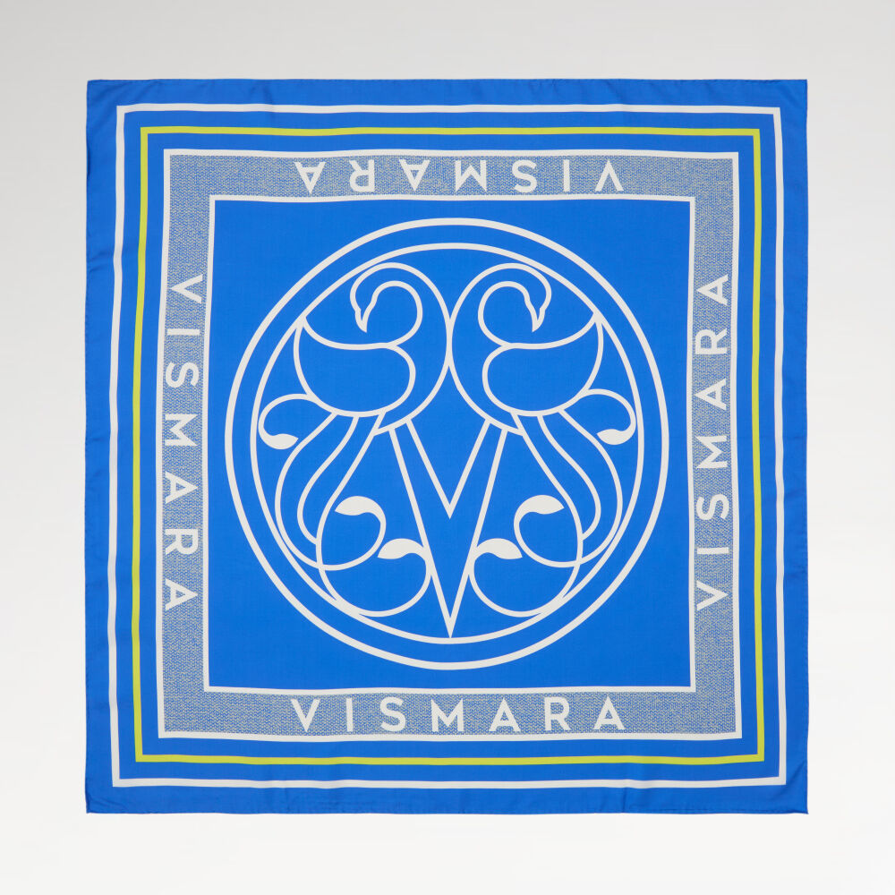 Saks Vismara Swan Pattern Twill Silk Square Scarf
