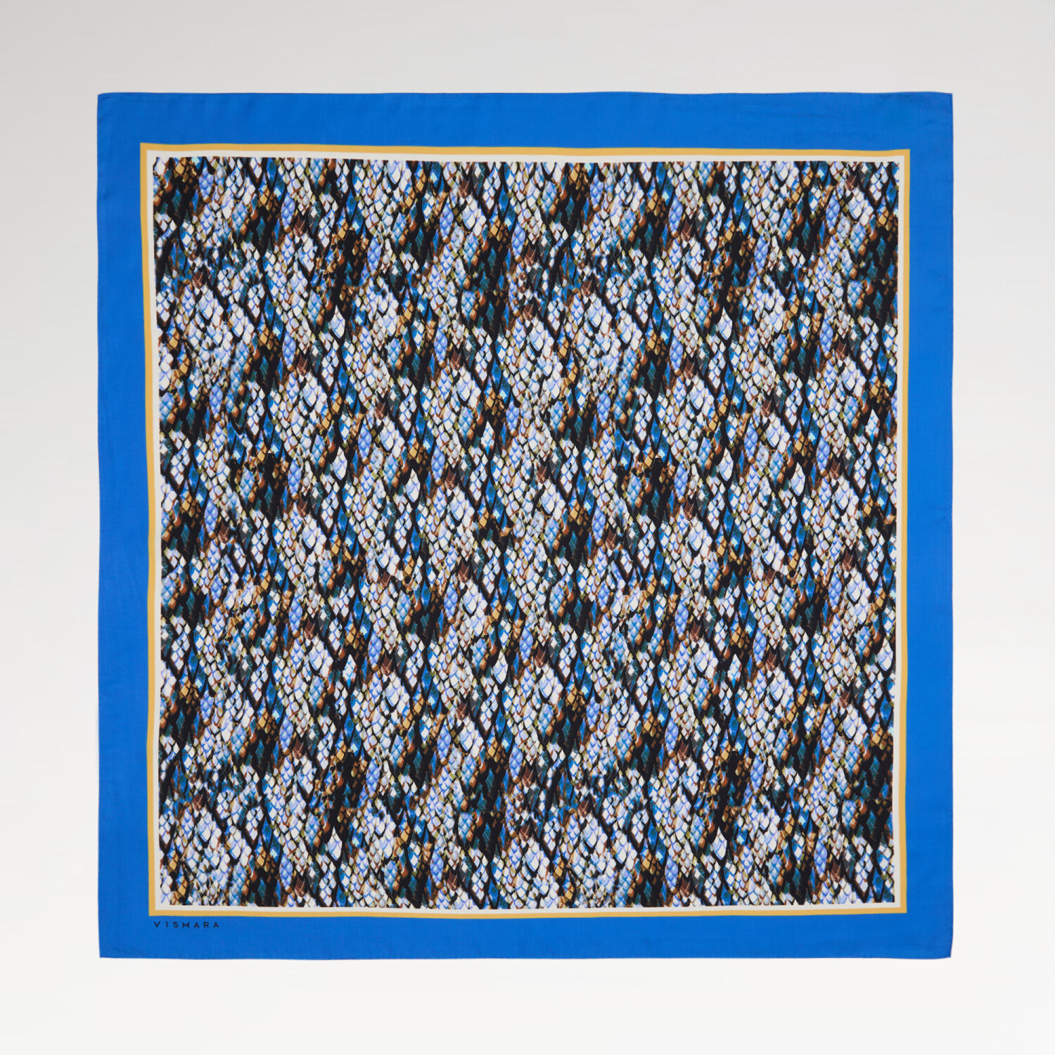 Saks Yılan Desenli Twill İpek Eşarp - 1