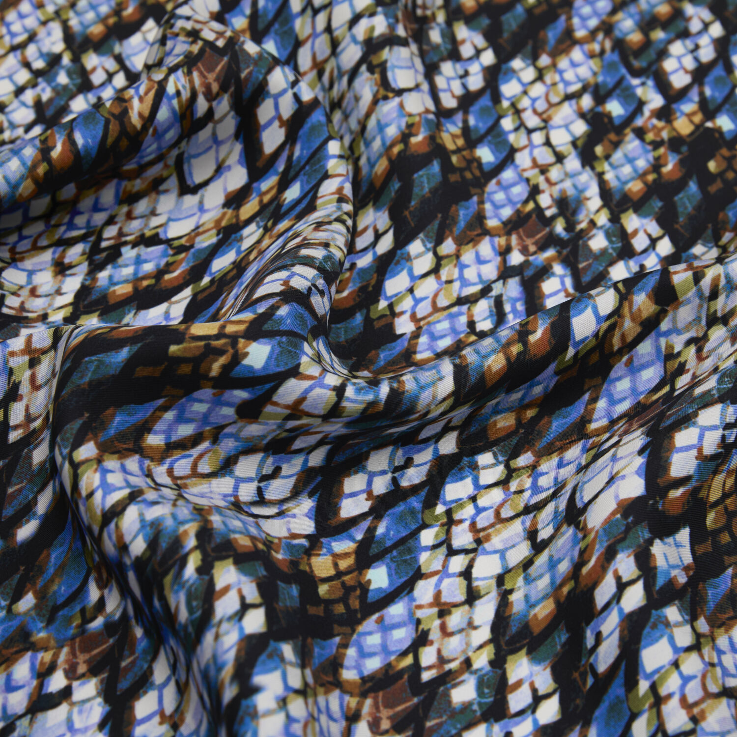 Saks Yılan Desenli Twill İpek Eşarp - 2