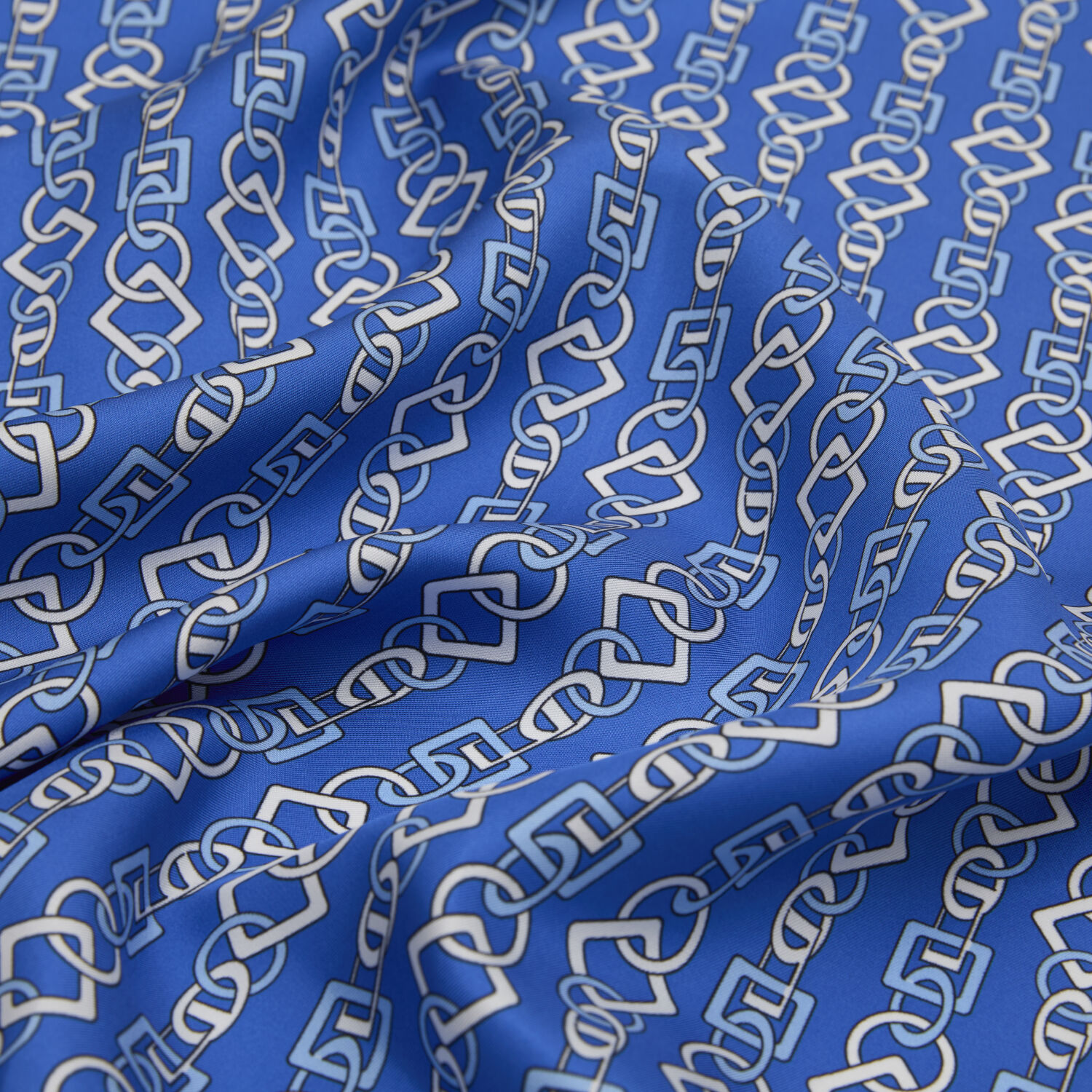Saks Zincir Motif Desenli Twill İpek Eşarp - 2