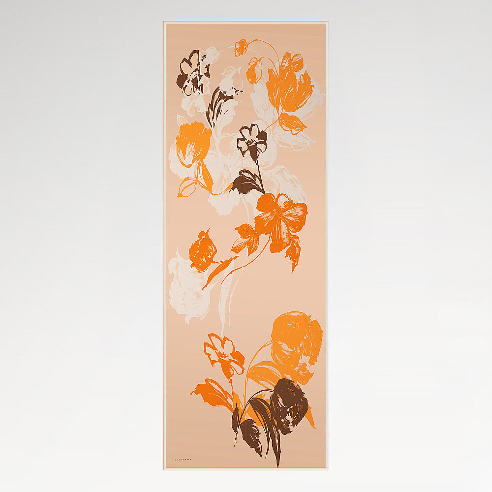Salmon Abstract Tulip Pattern Silk Scarf - 2