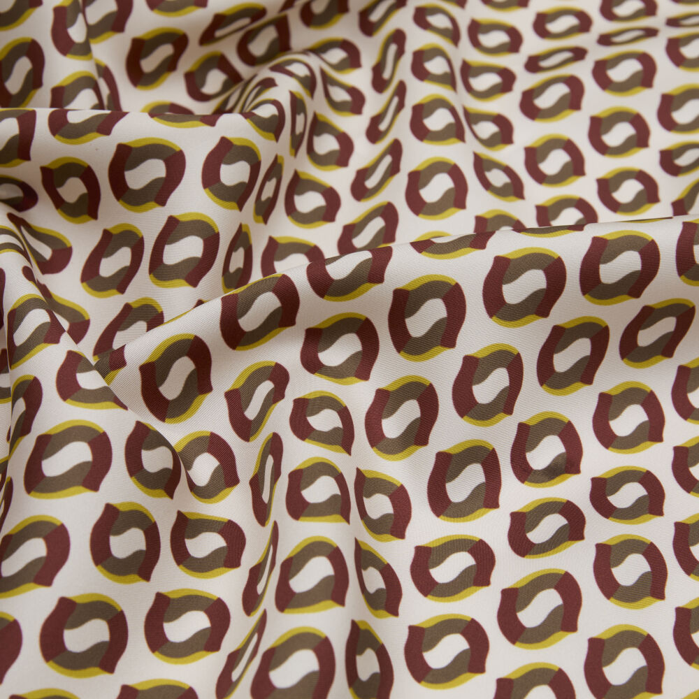 Salmon Modern Geometric Patterned Twill Silk Square Scarf - Vismara