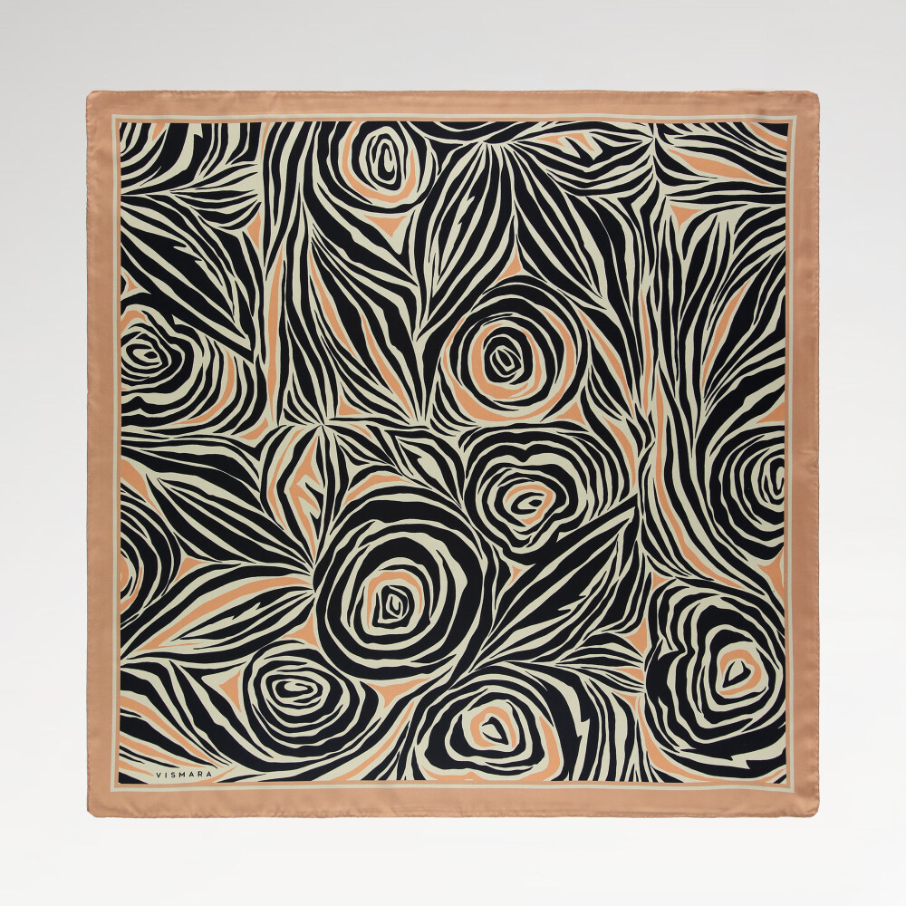 Salmon Monobloom Pattern Twill Silk Square Scarf