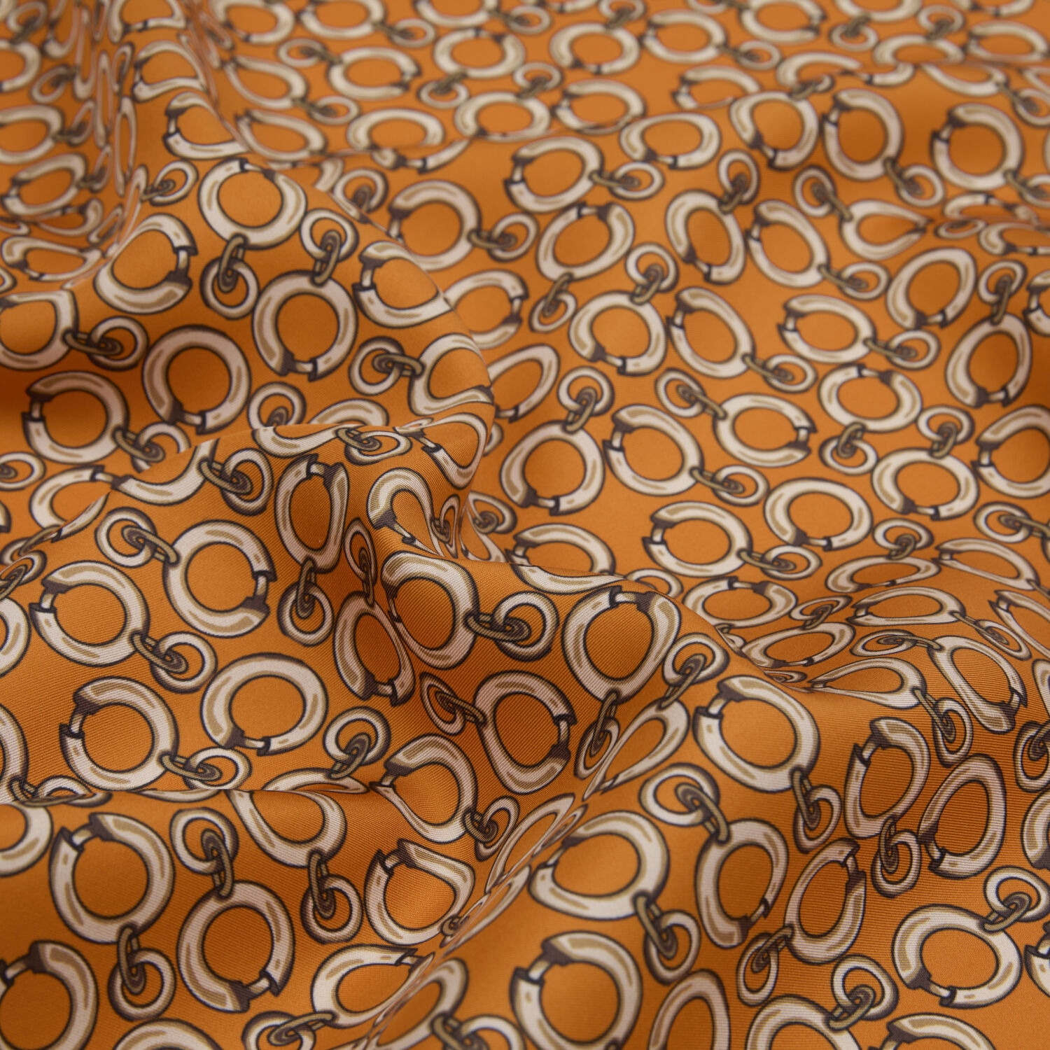 Salmon Ring Chain Pattern Twill Silk Square Scarf - 2