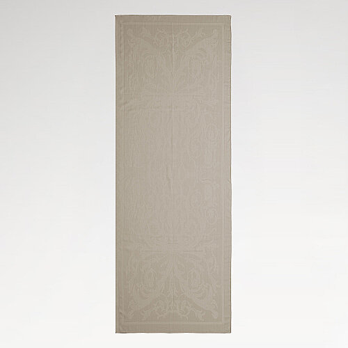 Sand Beige Baroque Inspiration Patterned Jacquard Cotton Silk Scarf - Vismara