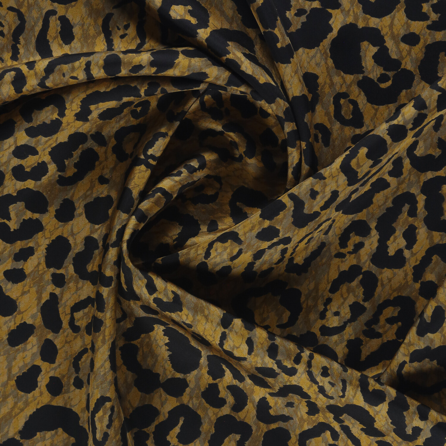 Sarı Bulutsu Leopar Desen Twill İpek Eşarp - 2