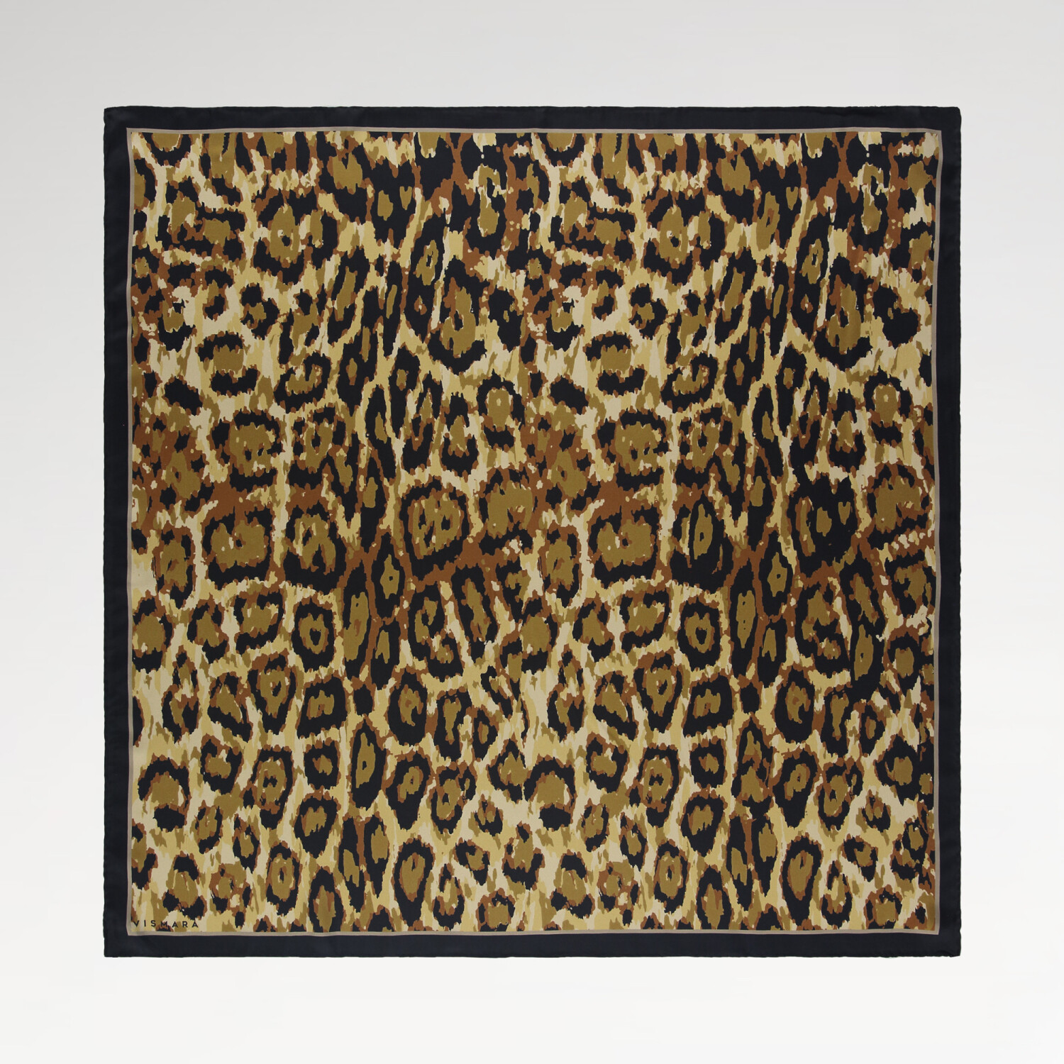 Yellow Vismara Leopard Pattern Twill Silk Square Scarf - 1