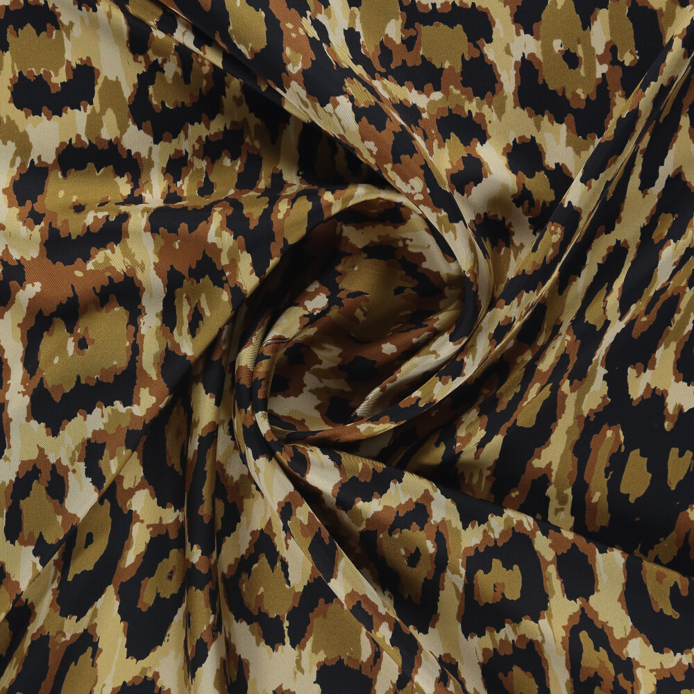 Yellow Vismara Leopard Pattern Twill Silk Square Scarf - Vismara