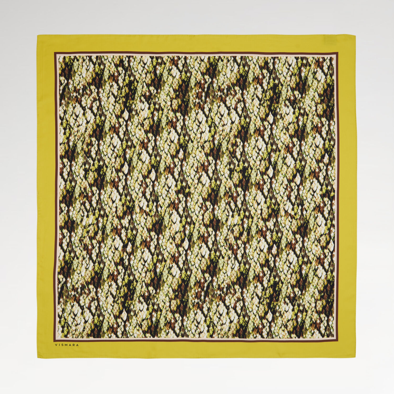Sarı Yılan Desenli Twill İpek Eşarp - 1