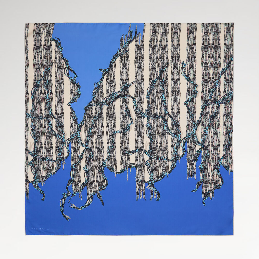 Saxe Rope Pattern Twill Silk Square Scarf
