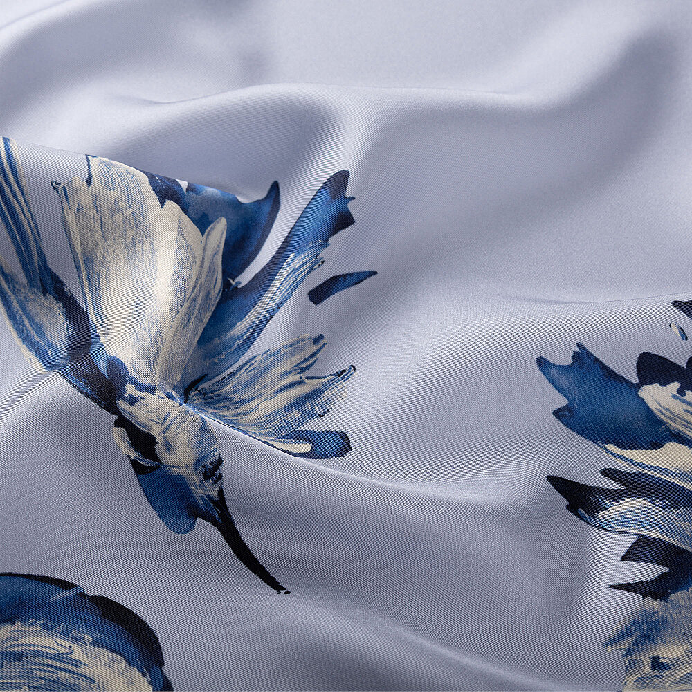 Sciarpa di seta blu navy con motivo 