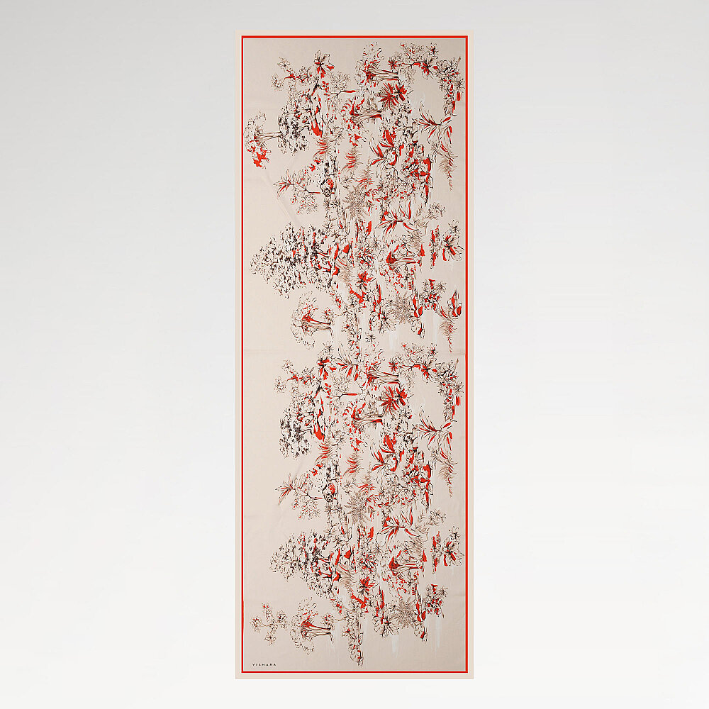 Sciarpa di seta con motivo giardino Toile rosso - 2