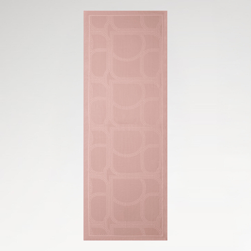Sciarpa in cotone e seta jacquard color rosa cipria con motivo geometrico Mira. - 2