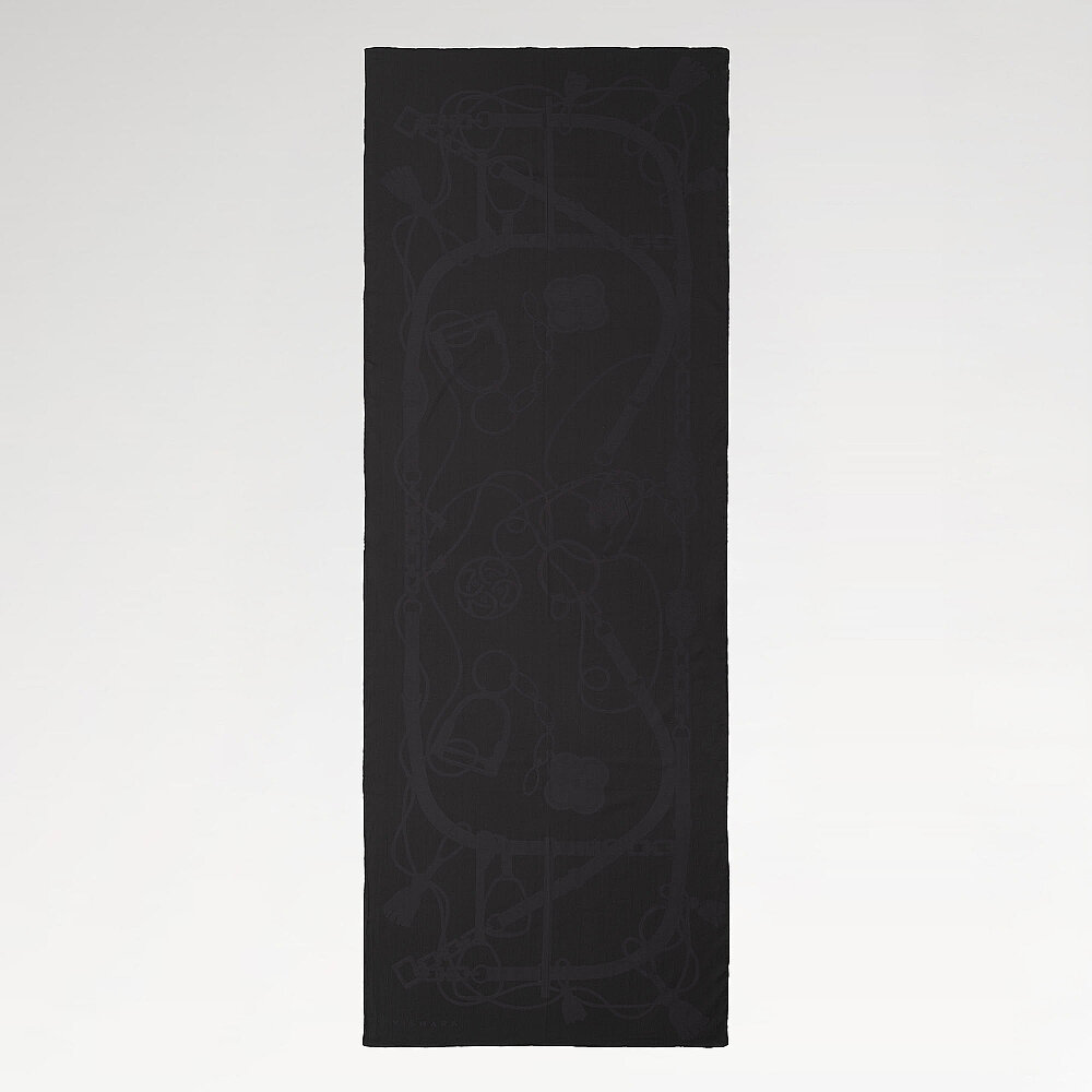 Sciarpa in cotone e seta jacquard con motivo a catena Black Monarque - 2