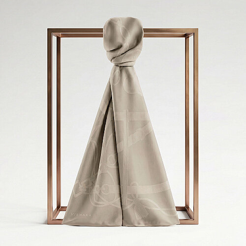 Sciarpa in cotone e seta jacquard con motivo a catena Monarque beige