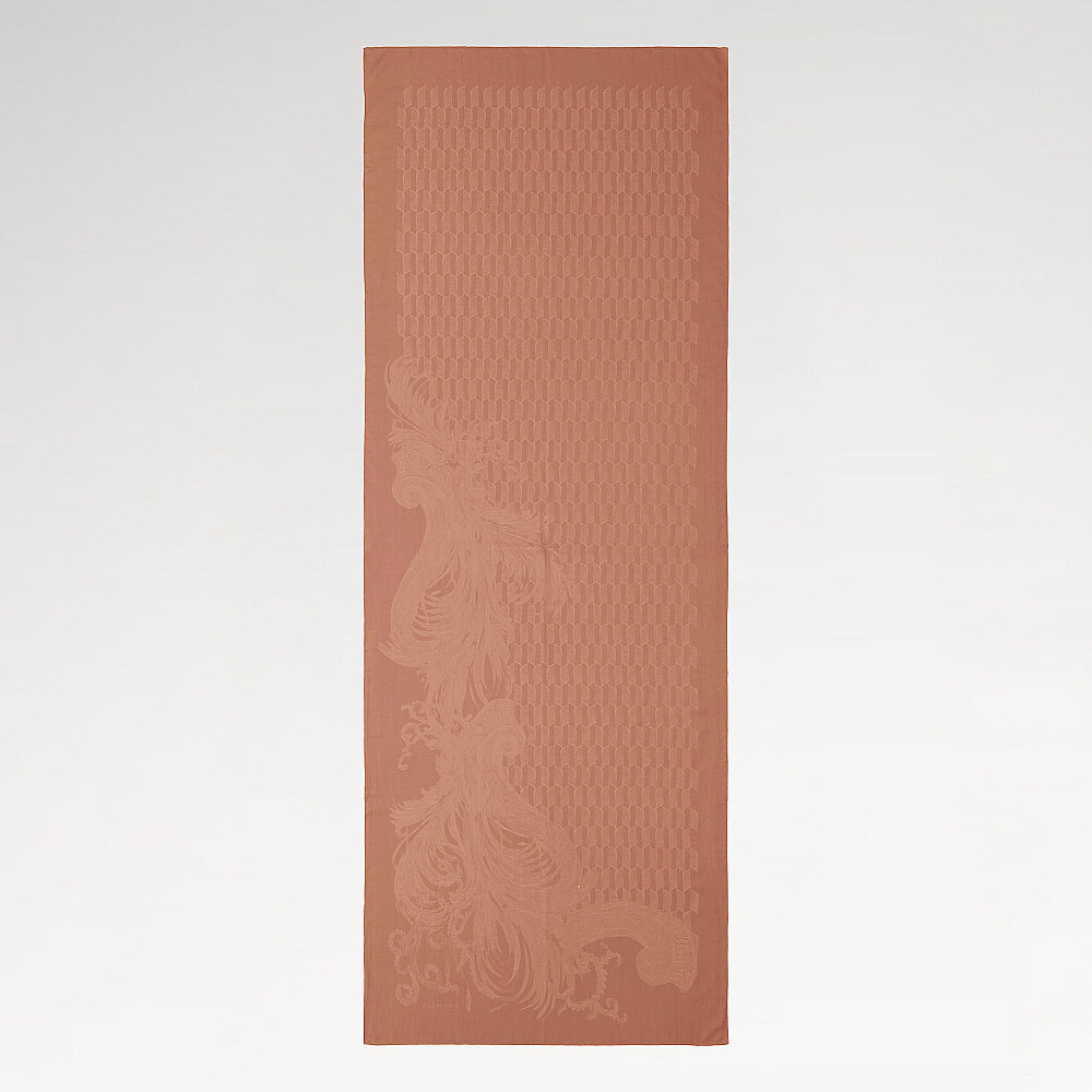 Sciarpa in cotone e seta jacquard testurizzato color rame reale - 2