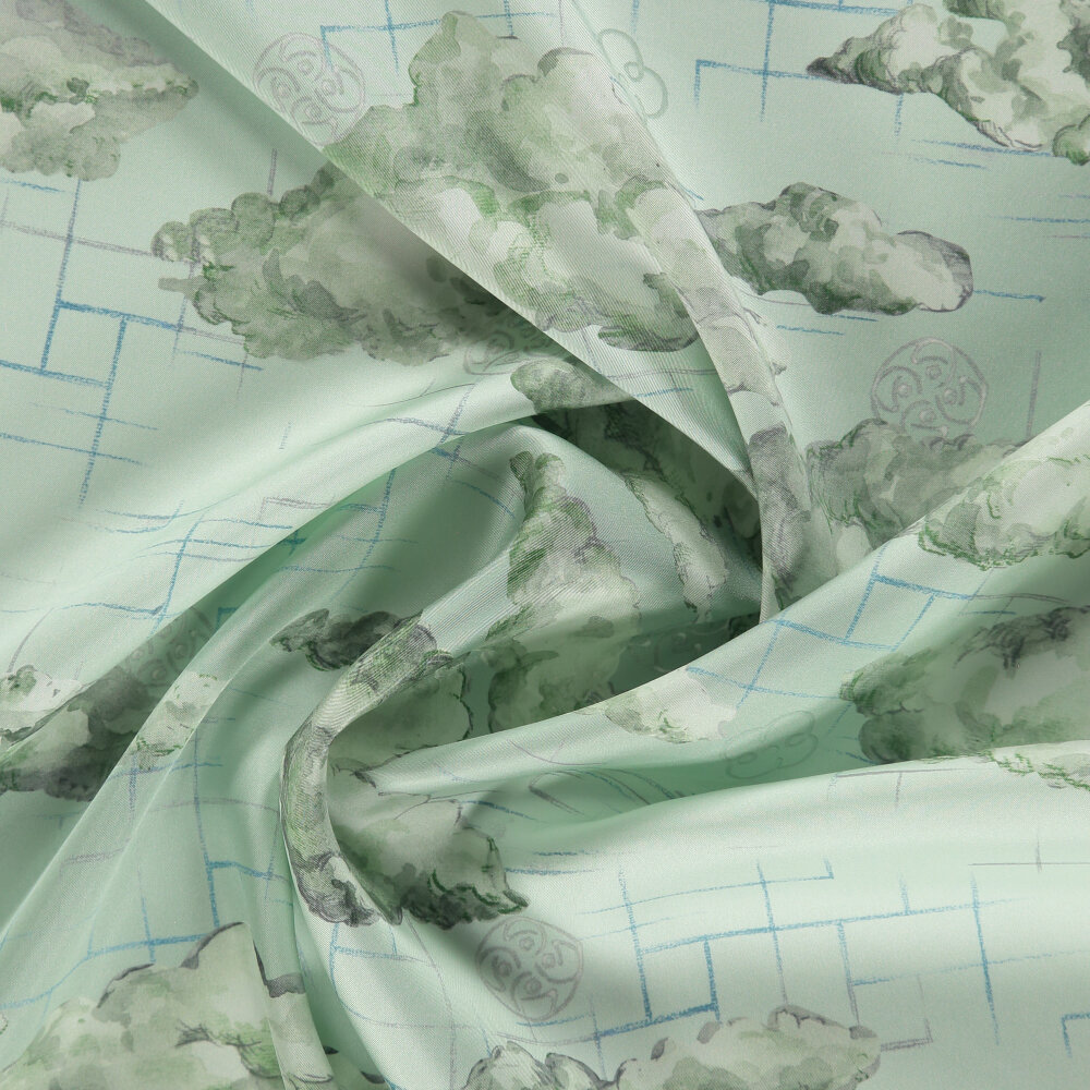 Sciarpa quadrata in seta con motivo Mint Cloud Dance - 2