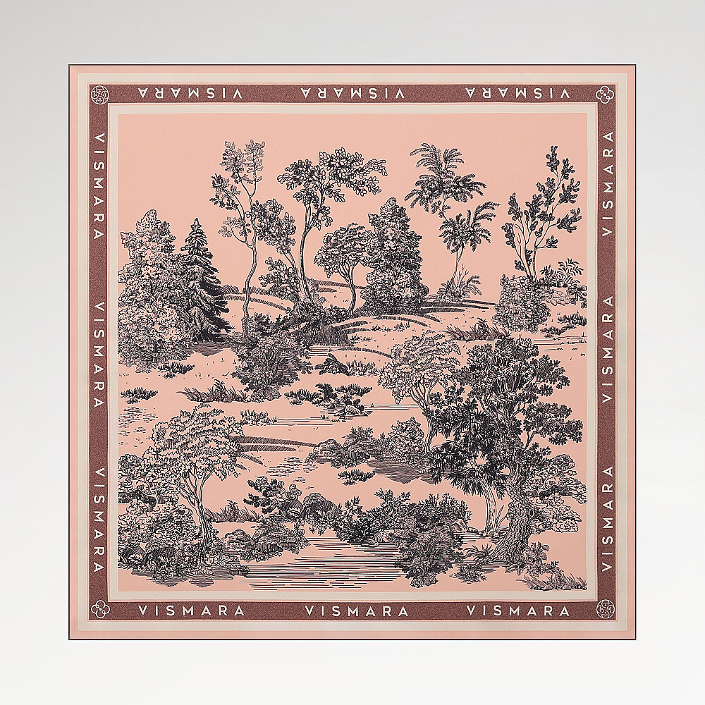Sciarpa quadrata in twill di seta con motivo Toile Garden color salmone - 1