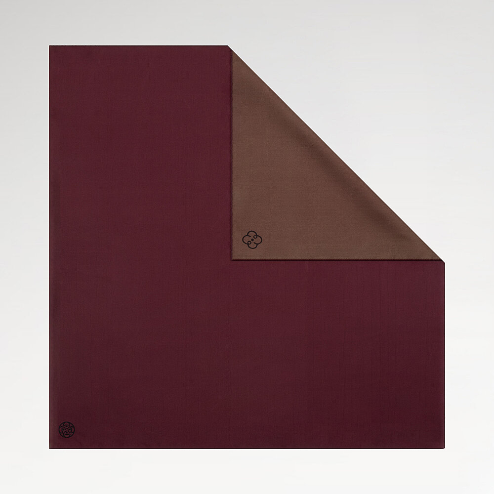 Sciarpa quadrata in twill di seta double-face verde e bordeaux - 1