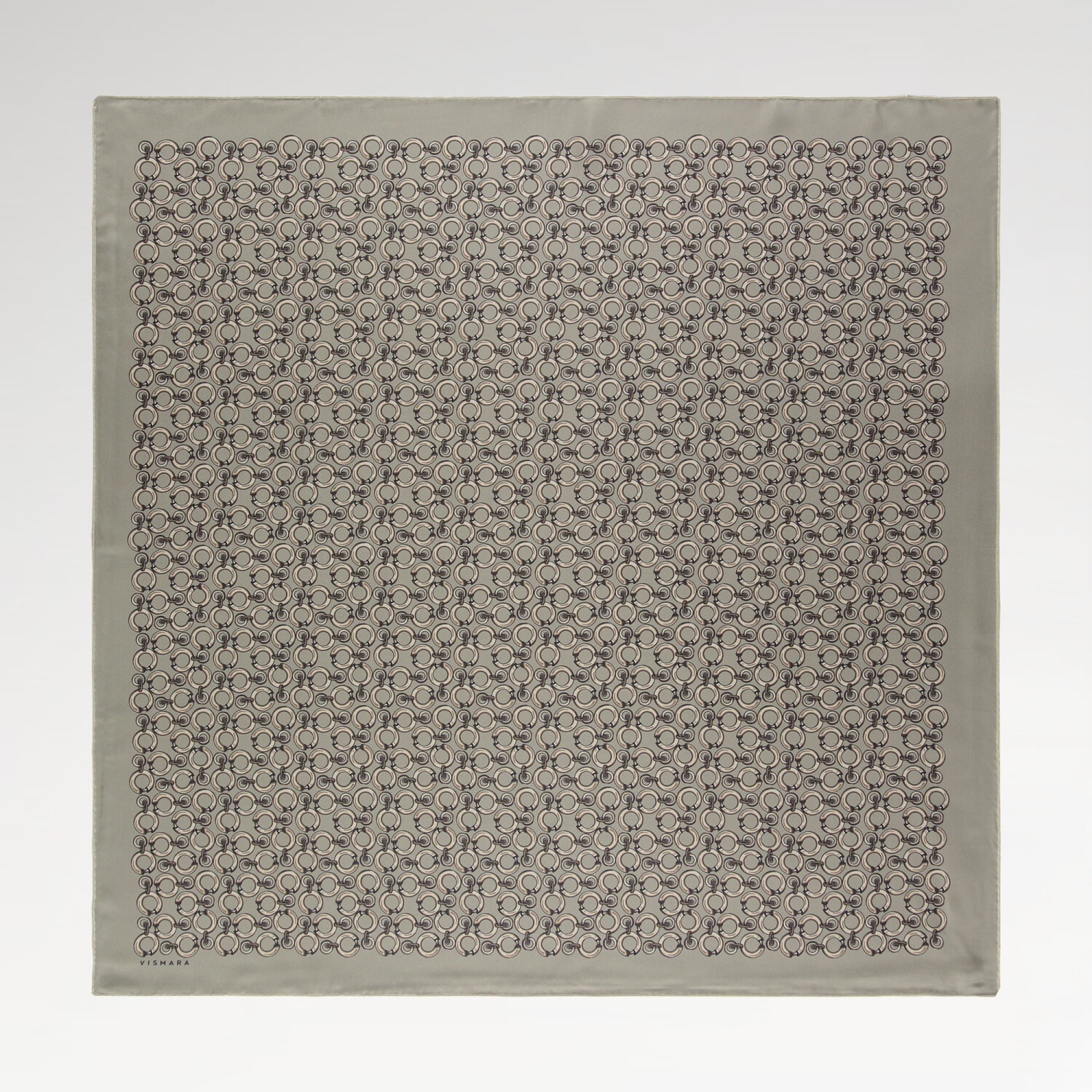 Sciarpa quadrata in twill di seta con motivo a catena ad anello beige - 1