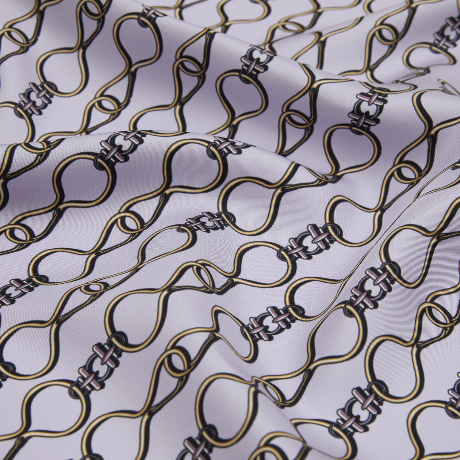 Sciarpa quadrata in twill di seta con motivo a catena vettoriale lilla - 2