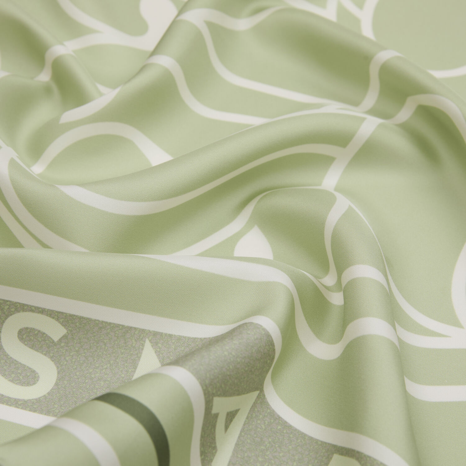 Mint Vismara Kuğu Desen Twill İpek Eşarp - 2