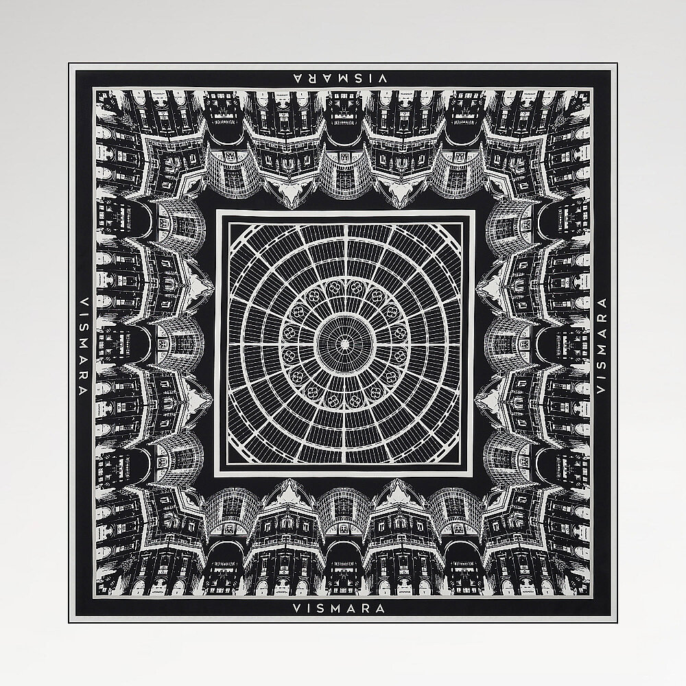 Sciarpa quadrata in twill di seta con motivo a cupola della Galleria Nera - 1