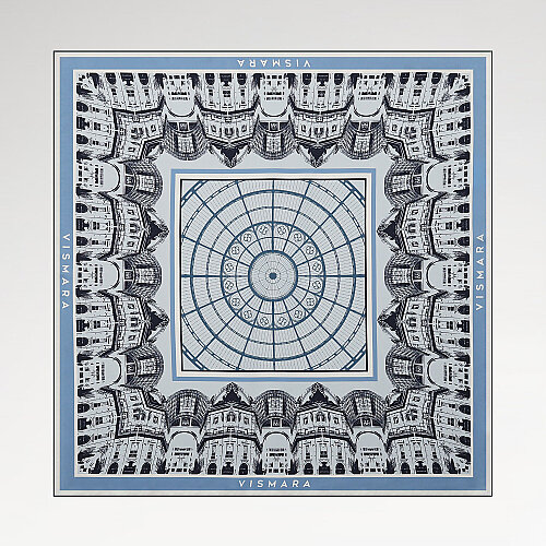 Sciarpa quadrata in twill di seta con motivo a cupola della Galleria Indigo