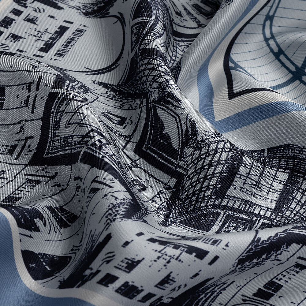 Sciarpa quadrata in twill di seta con motivo a cupola della Galleria Indigo - 2