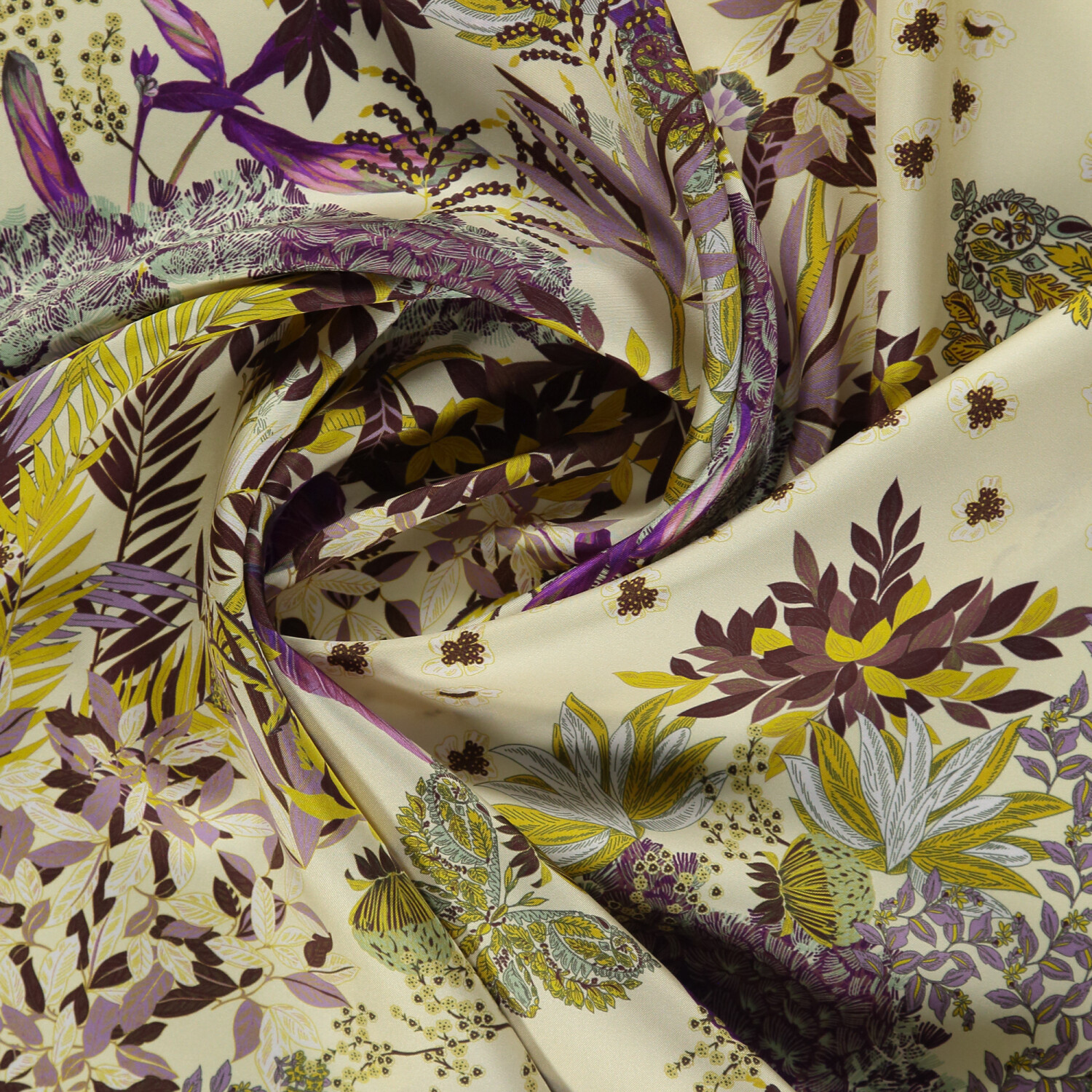 Sciarpa quadrata in twill di seta con motivo a farfalle tropicali gialle - 2