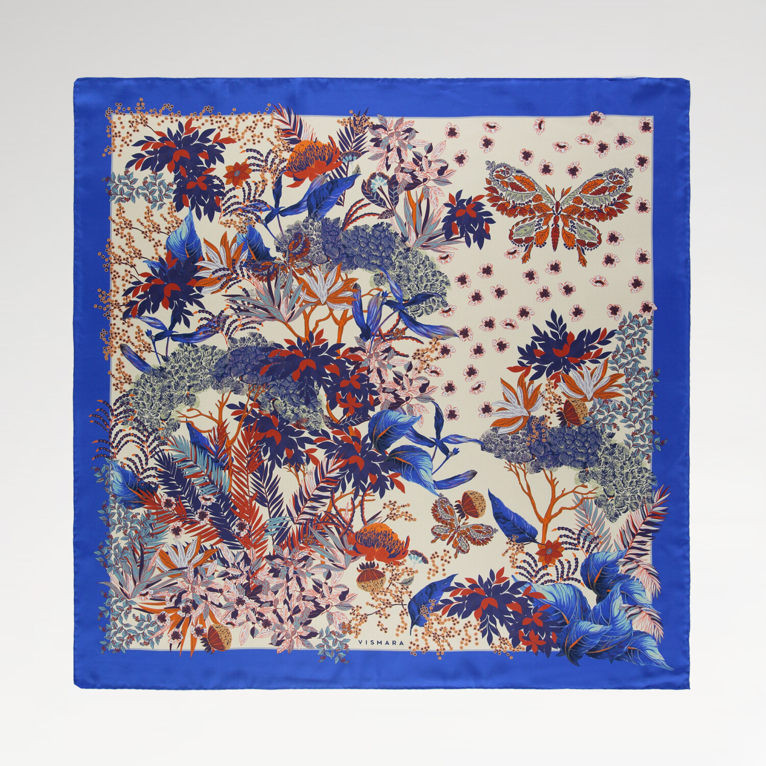 Sciarpa quadrata in twill di seta con motivo a farfalle tropicali Saks - 1