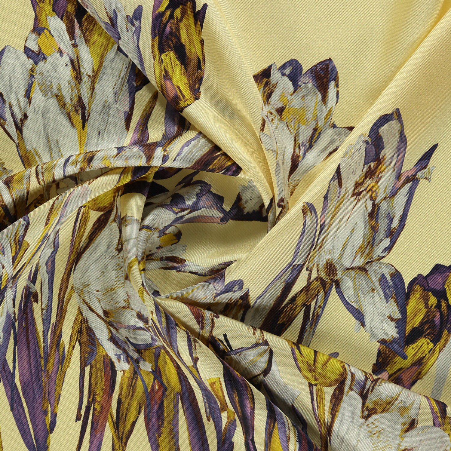 Sciarpa quadrata in twill di seta con motivo a giardino di tulipani gialli - 2