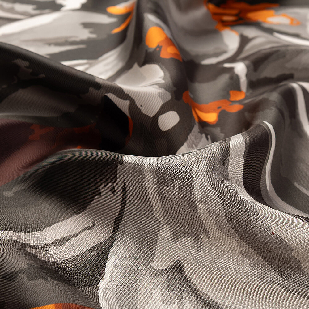 Sciarpa quadrata in twill di seta con motivo a peonia color piastrella - 2