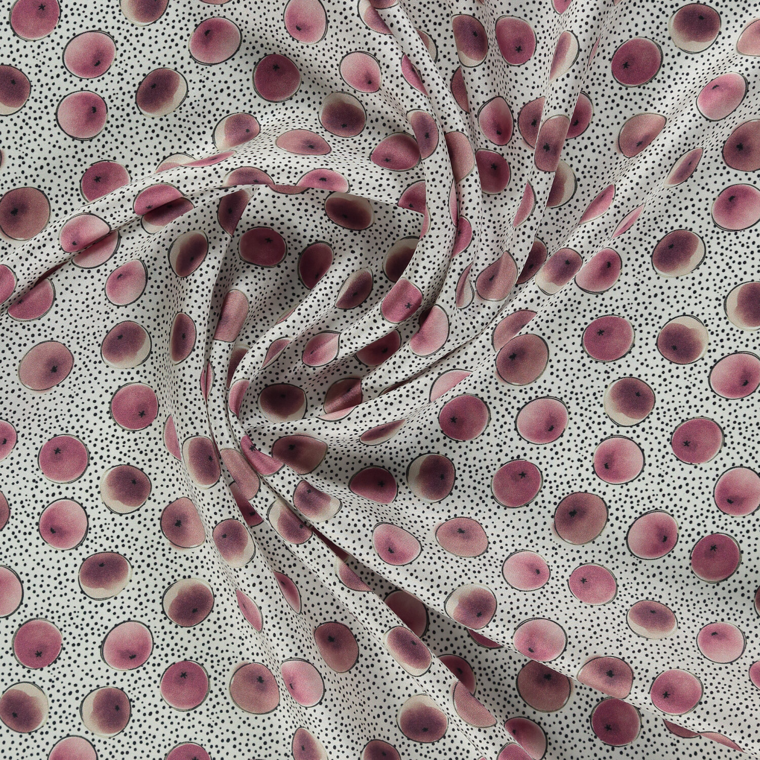 Sciarpa quadrata in twill di seta con motivo a pois artistici color polvere - 2