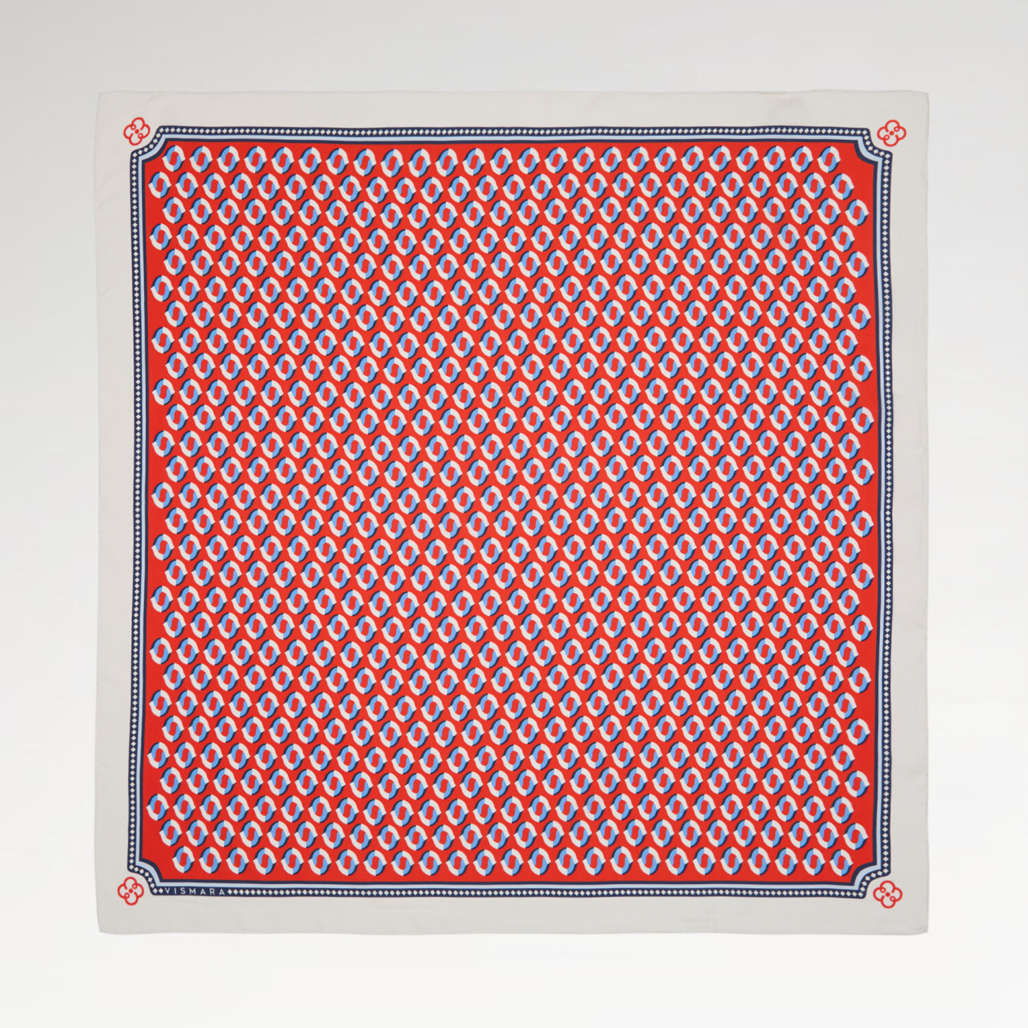 Sciarpa quadrata in twill di seta con motivo geometrico moderno bianco - 1