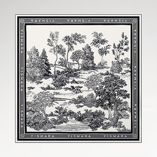 Sciarpa quadrata in twill di seta con motivo giardino Toile nero