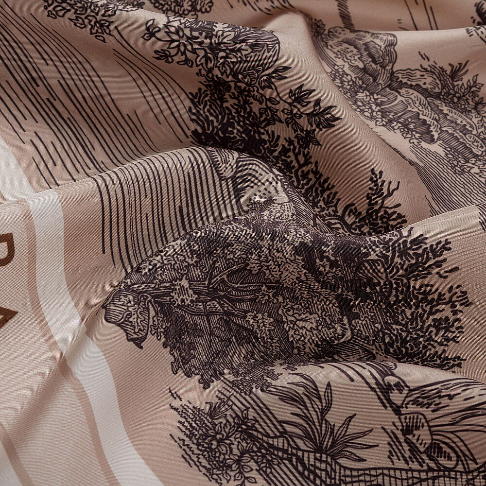 Sciarpa quadrata in twill di seta con motivo 