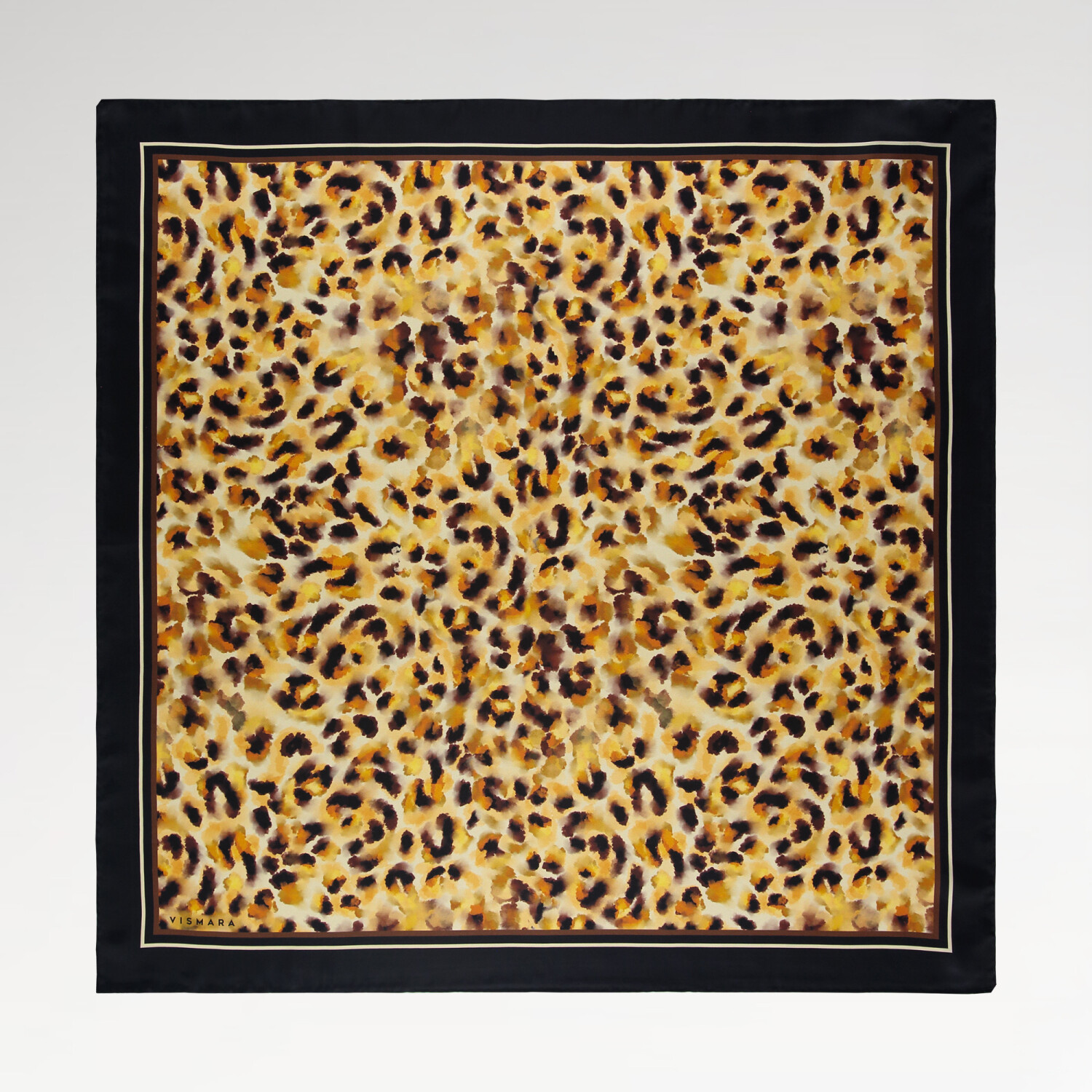 Sciarpa quadrata in twill di seta con motivo leopardato a nebulosa naturale gialla - 1