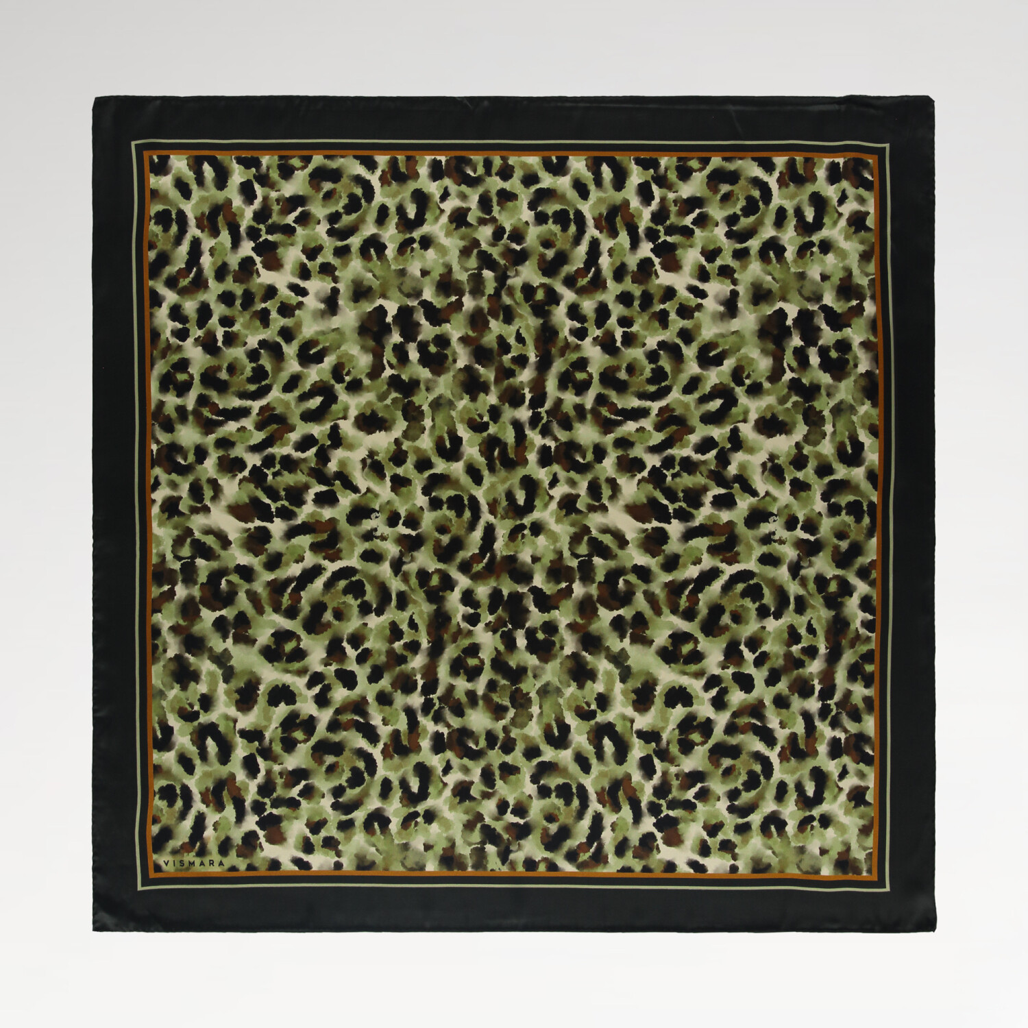 Sciarpa quadrata in twill di seta con motivo leopardato a nebulosa verde naturale - 1