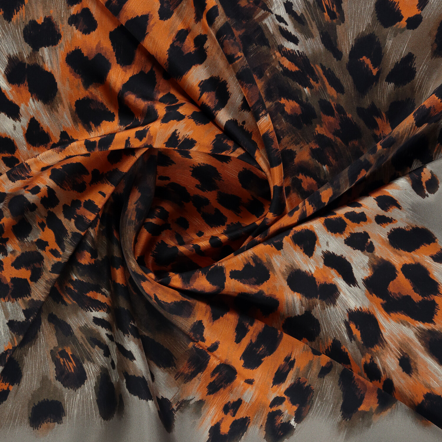 Sciarpa quadrata in twill di seta con motivo leopardato arancione naturale - 2