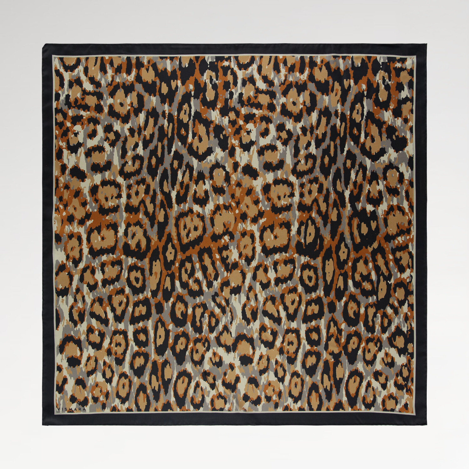 Sciarpa quadrata in twill di seta con motivo leopardato arancione Vismara - 1