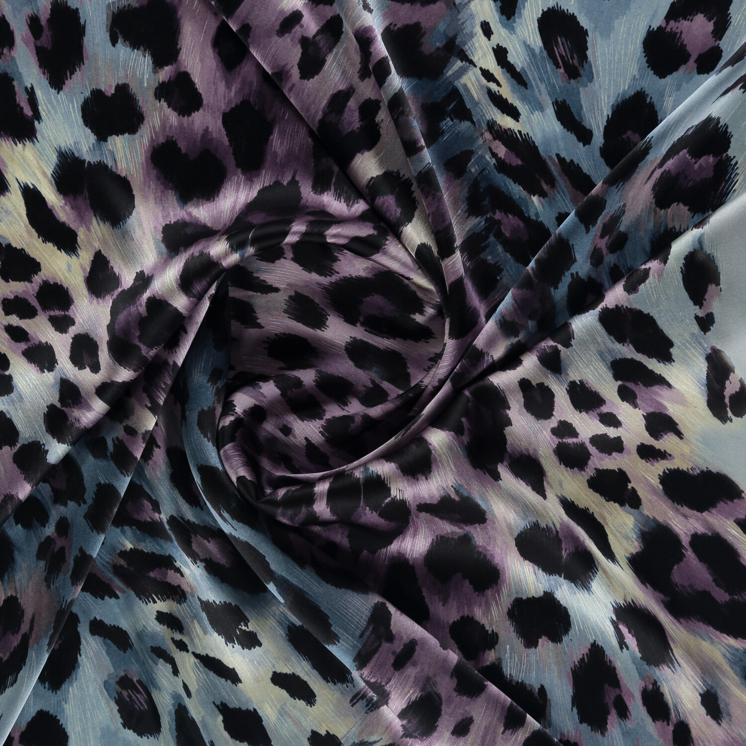 Sciarpa quadrata in twill di seta con motivo leopardato blu naturale - 2