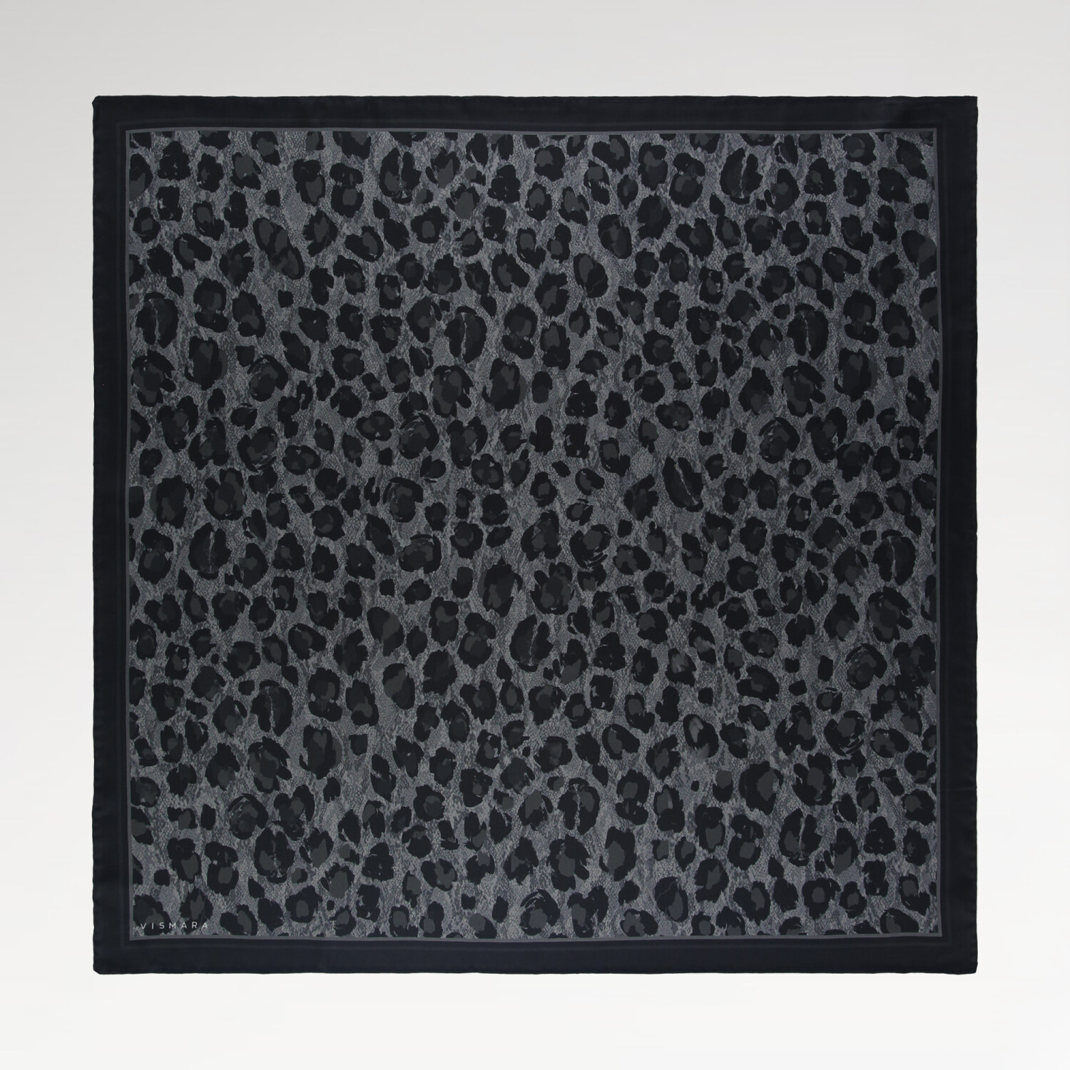Sciarpa quadrata in twill di seta con motivo leopardato grigio argento naturale - 1