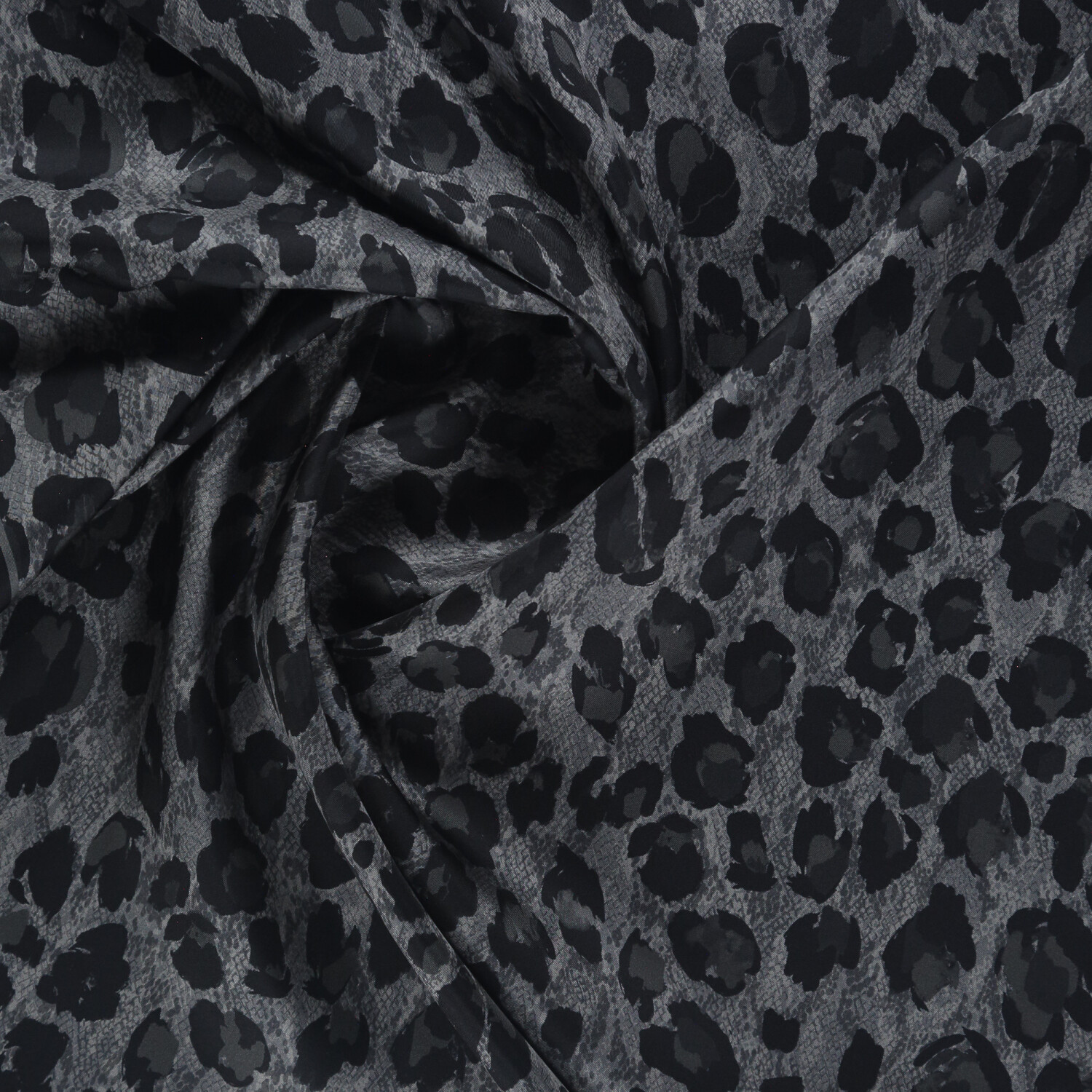 Sciarpa quadrata in twill di seta con motivo leopardato grigio argento naturale - 2