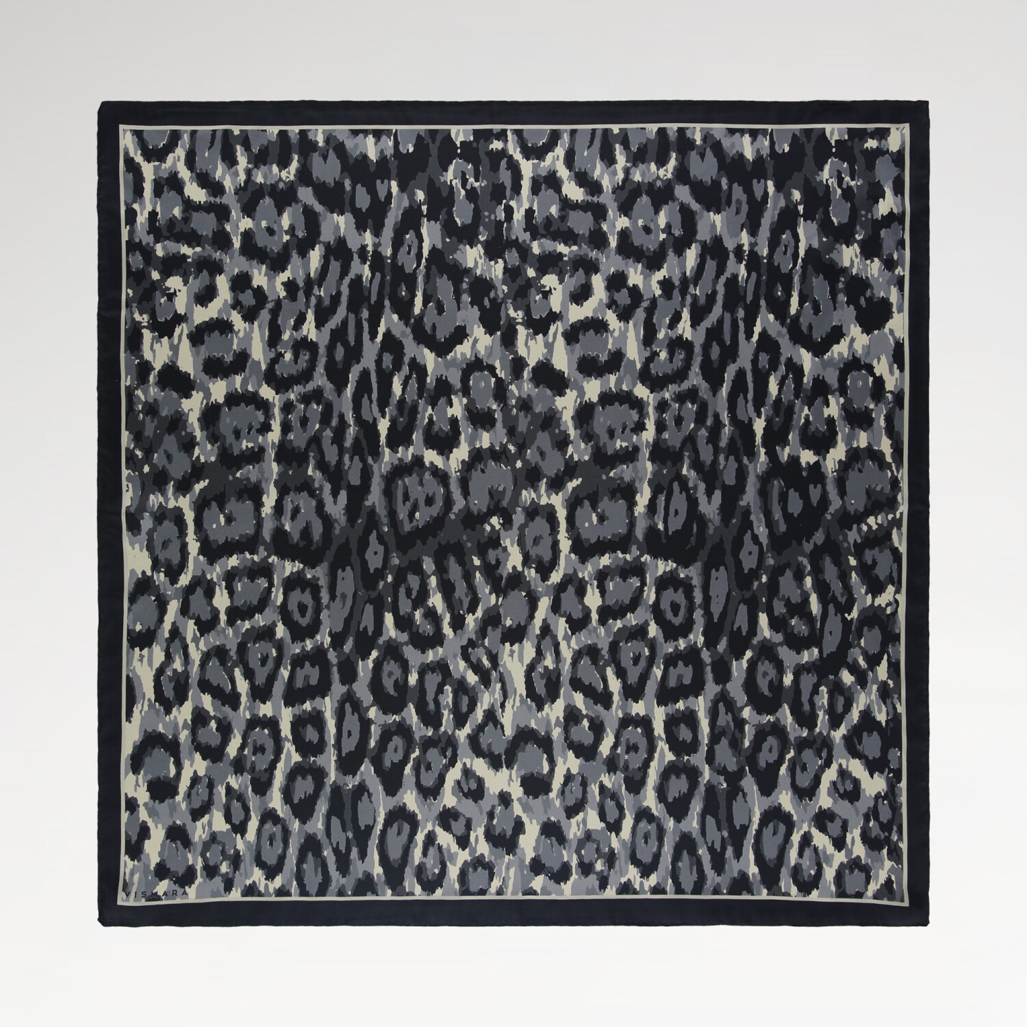Sciarpa quadrata in twill di seta con motivo leopardato grigio Vismara - 1