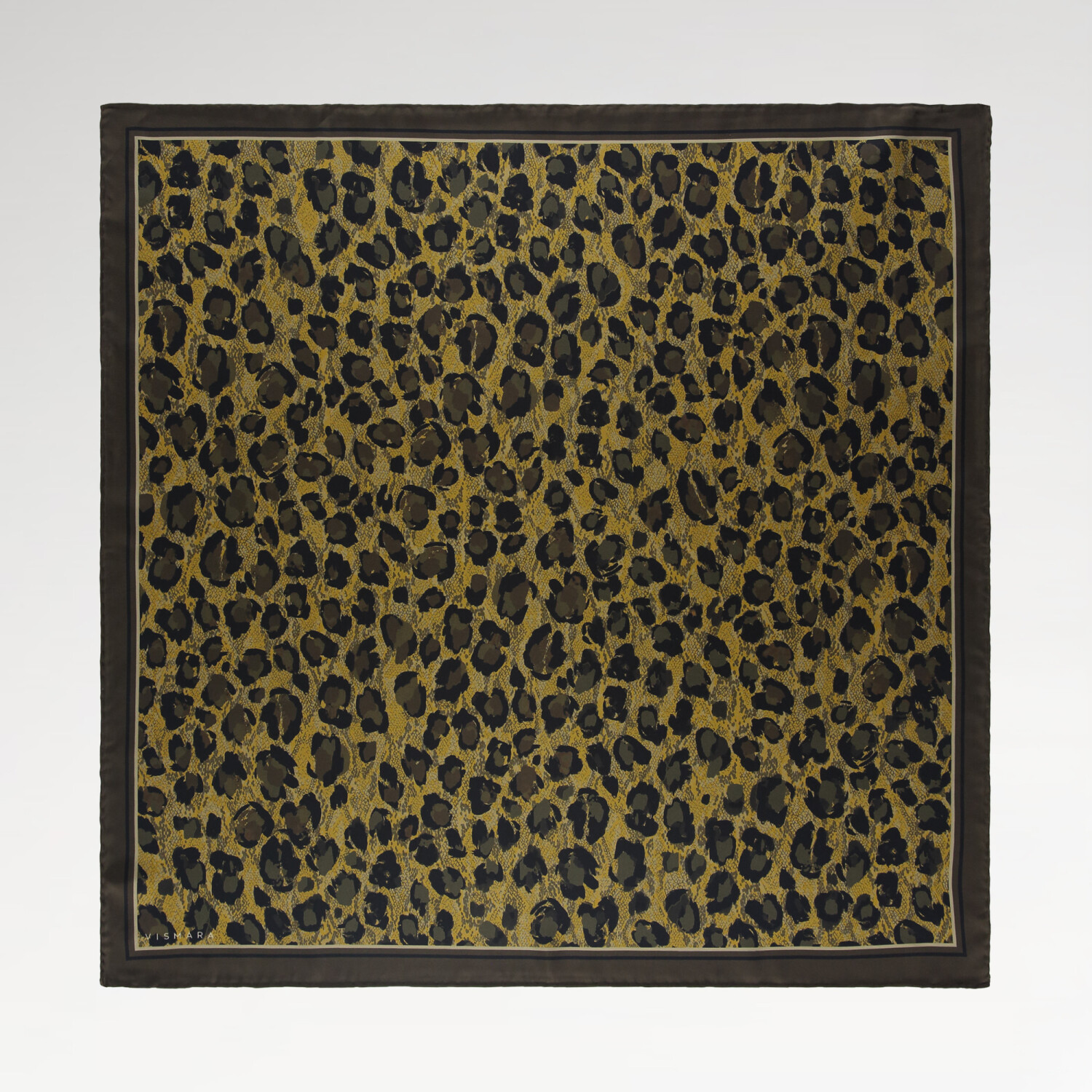 Sciarpa quadrata in twill di seta con motivo leopardato in oro naturale - 1