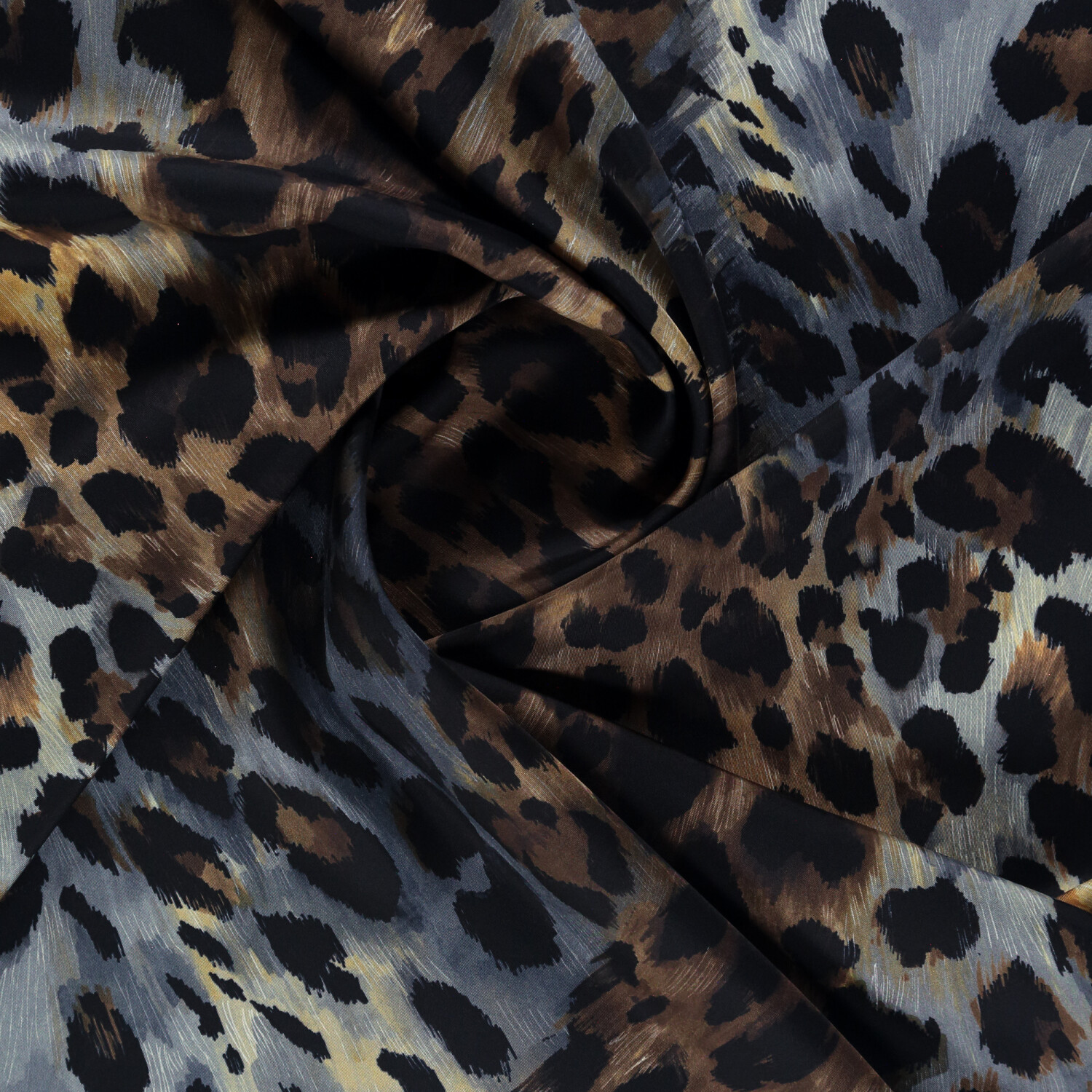 Sciarpa quadrata in twill di seta con motivo leopardato marrone naturale - 2