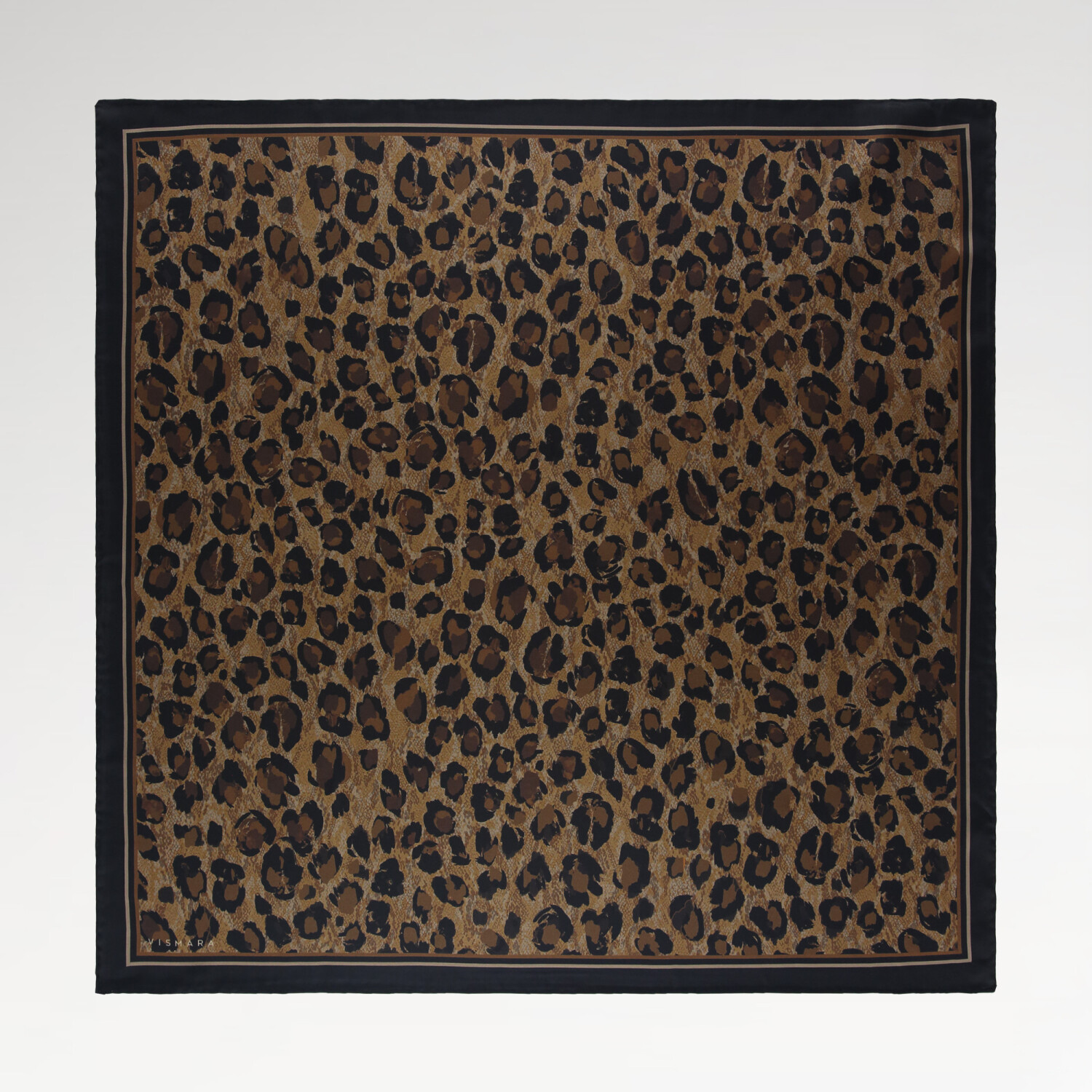 Sciarpa quadrata in twill di seta con motivo leopardato naturale color cuoio - 1