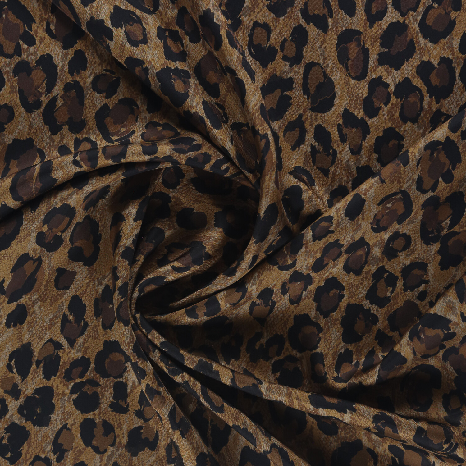 Sciarpa quadrata in twill di seta con motivo leopardato naturale color cuoio - 2