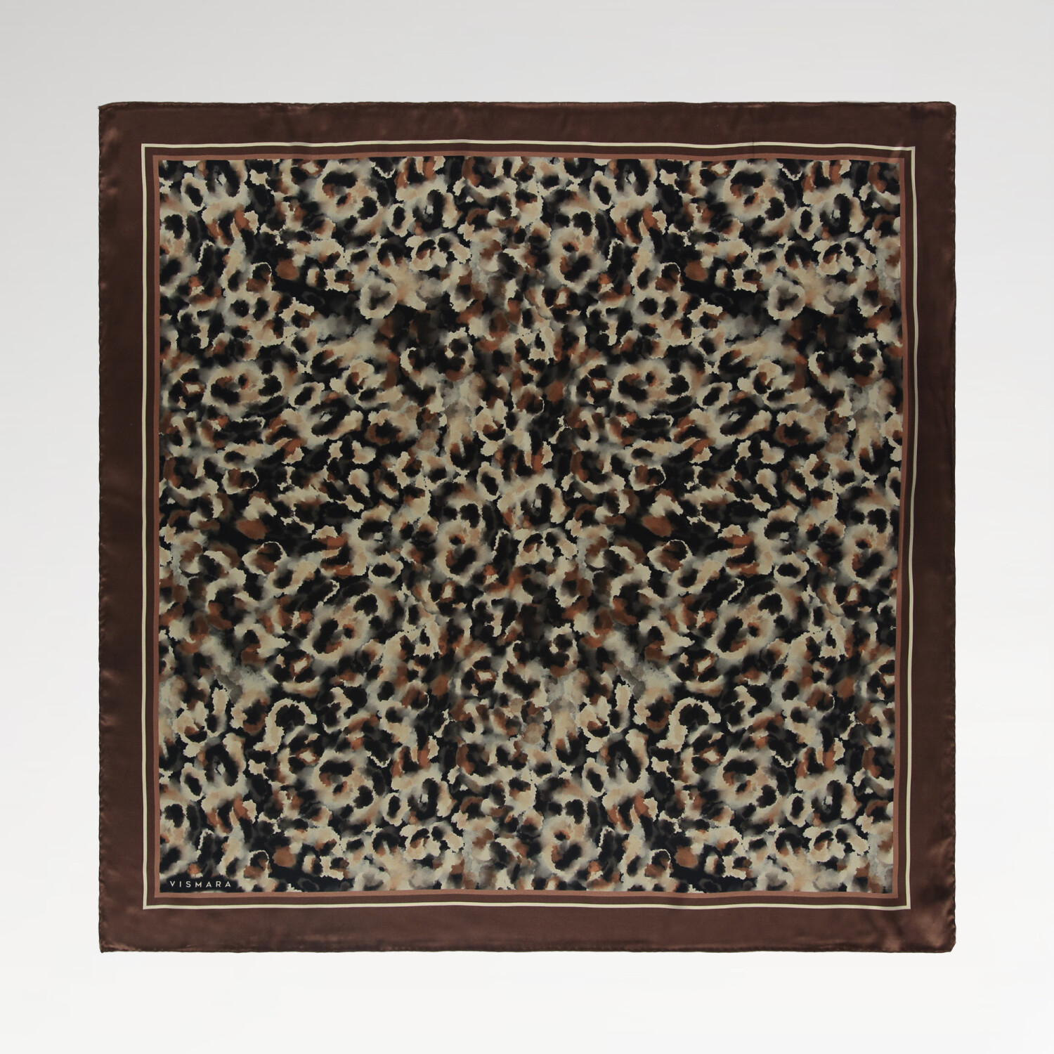 Sciarpa quadrata in twill di seta con motivo leopardato naturale marrone - 1